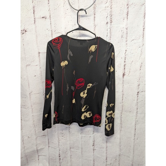 Vintage Y2K Bcbg Maxazaria Women's T-Shirt Long-Sleeve SZ M Floral Made In USA - Picture 4 of 8